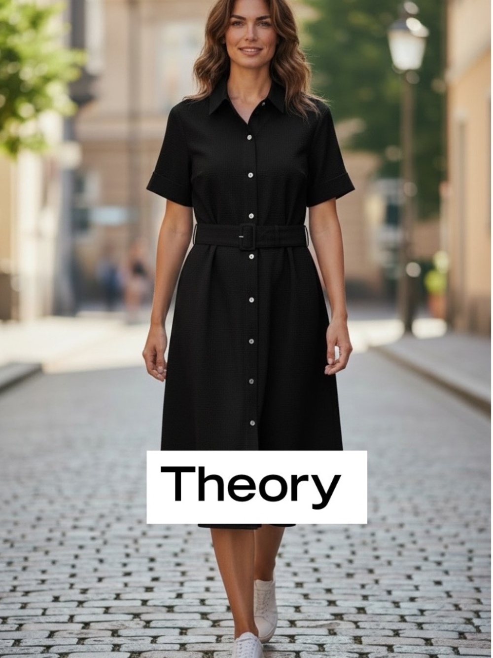 Like NEW THEORY black seersucker shirt dress, P, GD1263 - Picture 1 of 4
